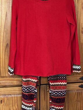 Cuddl Duds Women's XS Fair Isle Fleece Pajama Set Top & Bottom Sleepwear Warm